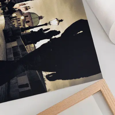 Stijlvolle wandposter met gotische torens, brug en interieur bij een wandeling