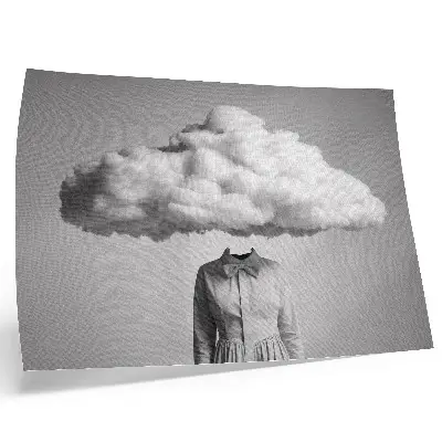 Moderne decoratieve poster surrealistisch minimalistisch motief met een witte wolk