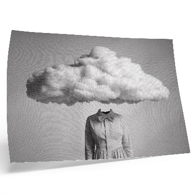Moderne decoratieve poster Surrealistisch minimalistisch motief: witte wolk