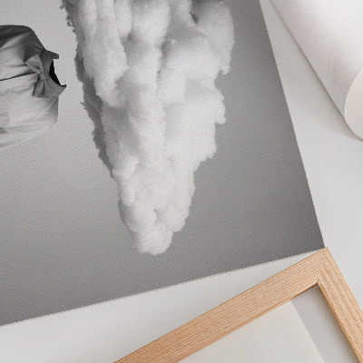 Moderne decoratieve poster Surrealistisch minimalistisch motief: witte wolk