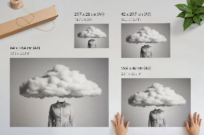 Moderne decoratieve poster Surrealistisch minimalistisch motief: witte wolk