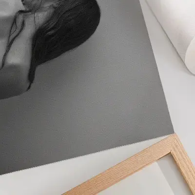 Moderne decoratieve poster met minimalistische figuren in zwart-wit