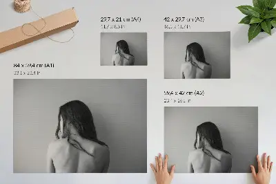 Moderne decoratieve poster met minimalistische figuren in zwart-wit