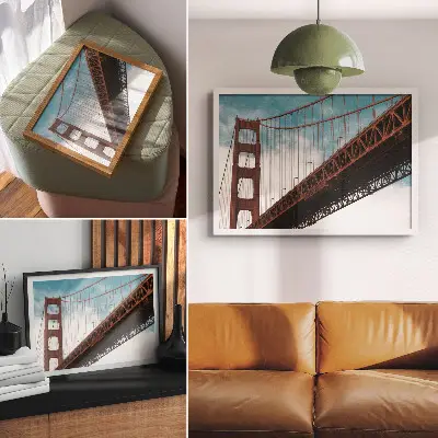 Poster brug met details tegen een luchtruim