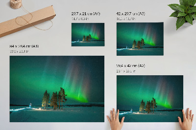 Poster De magie van het noorderlicht, adembenemende kleuren en een vredige sfeer.