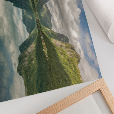 Moderne decoratieve poster Schilderachtige bergen boven het meer, heldere weerspiegeling