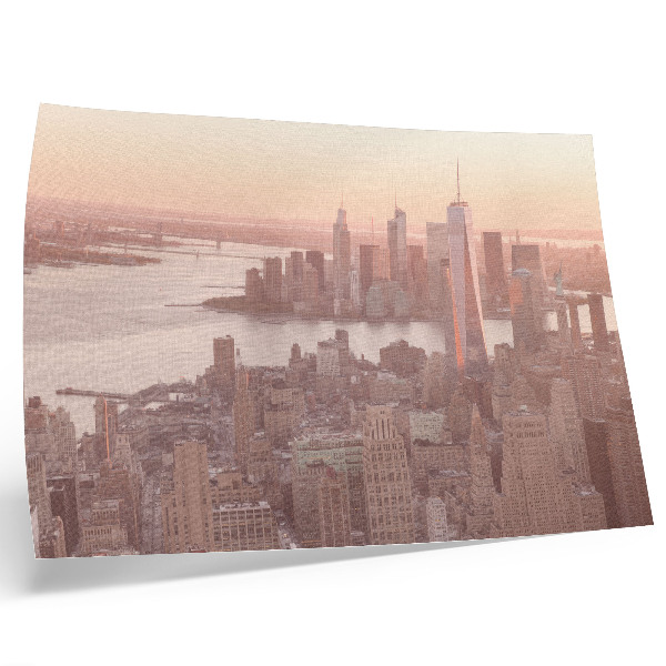 Poster Hoge wolkenkrabbers, zonsondergang, warme kleuren