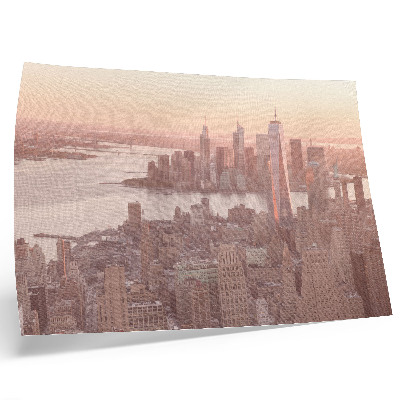 Poster Hoge wolkenkrabbers, zonsondergang, warme kleuren