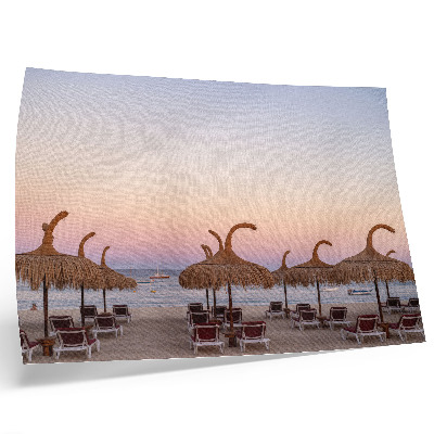 Stijlvolle wandposter Azuurblauwe, kalme zee, delicate roze horizon