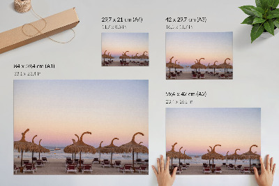 Stijlvolle wandposter Azuurblauwe, kalme zee, delicate roze horizon