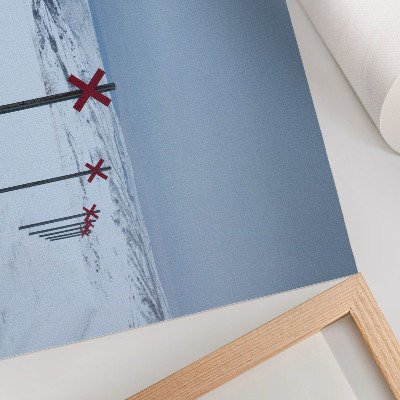 Moderne decoratieve poster Witte heuvels, rode borden, ruimte, stilte