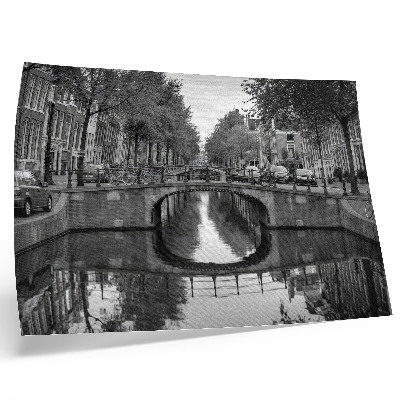 Stijlvolle wandposter Zwart-witte bruggen en stedelijke ruimte langs kanalen