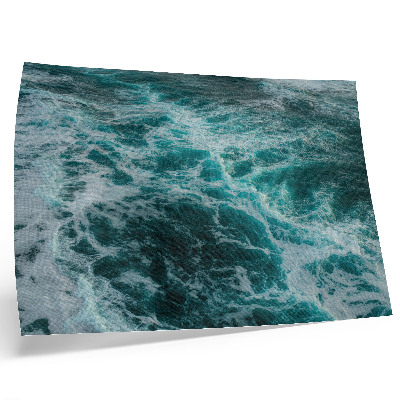 Stijlvolle wandposter Turkooizen oceaangolven met wit schuim.
