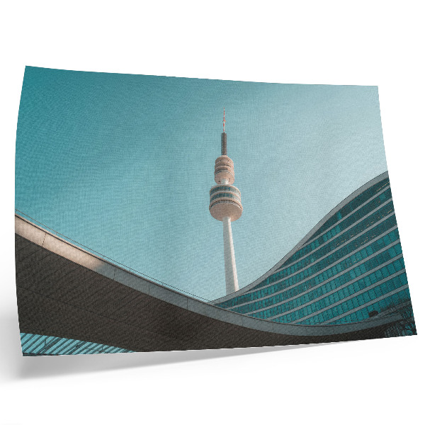 Poster Blauwe lucht modern gebouw stadstoren
