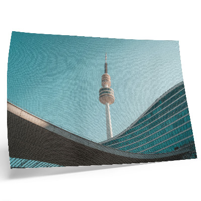 Poster Blauwe lucht modern gebouw stadstoren