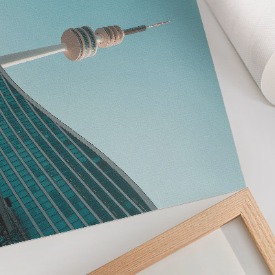 Poster Blauwe lucht modern gebouw stadstoren