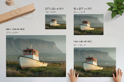 Moderne decoratieve poster Łódź bergpanorama klimaatnostalgie