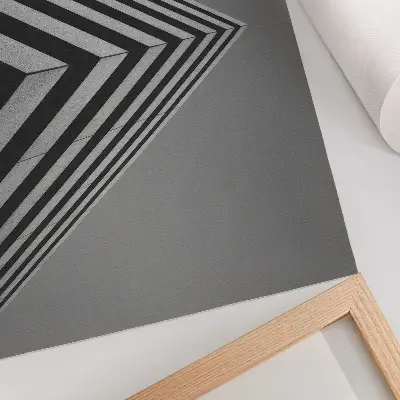 Moderne decoratieve poster met symmetrische lijnen in een dynamische monochrome compositie