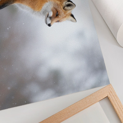 Poster Vos in het winterlandschap, de serene rust van de natuur