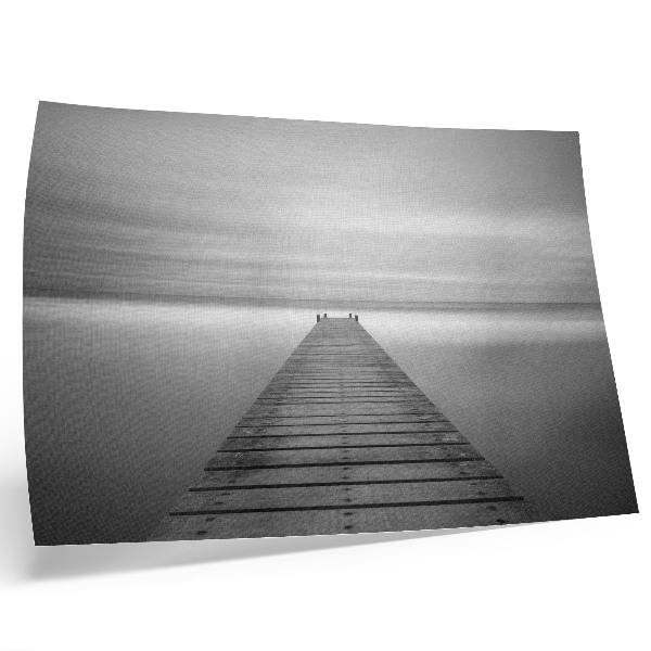 Stijlvolle wandposter Monochromatische pier, kalm wateroppervlak, elegantie
