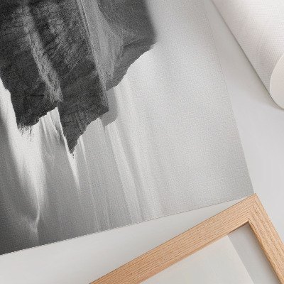 Stijlvolle wandposter Een vredig landschap met een waterval en bergen.