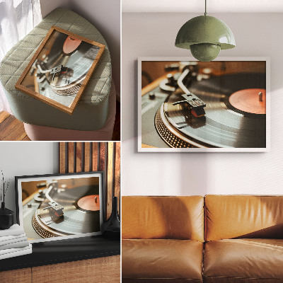 Stijlvolle wandposter Nostalgische vintage muzikale sfeer grammofoon