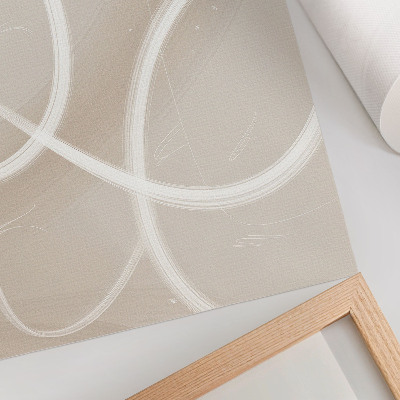 Stijlvolle wandposter Subtiele beige golven en delicate lijnen