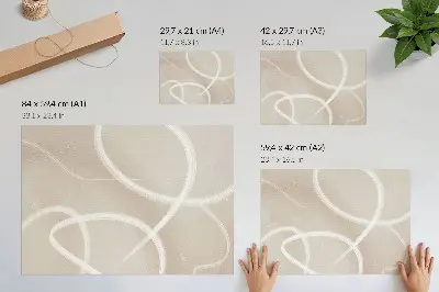 Stijlvolle wandposter met subtiele beige golven en delicate lijnen