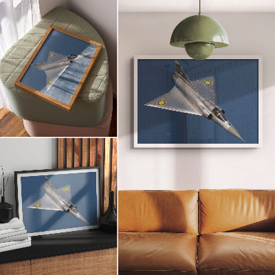Moderne decoratieve poster Een dynamische militaire straaljager in de lucht