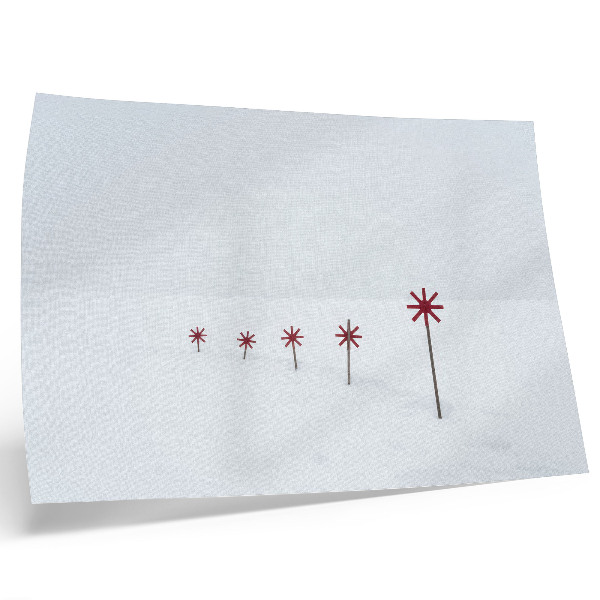 Stijlvolle wandposter Minimalistische winterse witte en rode sterren