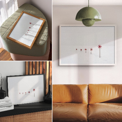 Stijlvolle wandposter Minimalistische winterse witte en rode sterren
