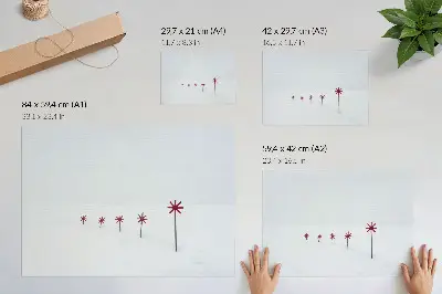 Stijlvolle wandposter met minimalistische winterse witte en rode sterren