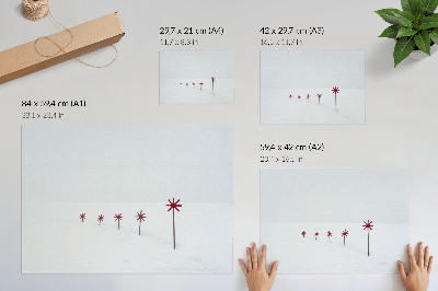 Stijlvolle wandposter Minimalistische winterse witte en rode sterren