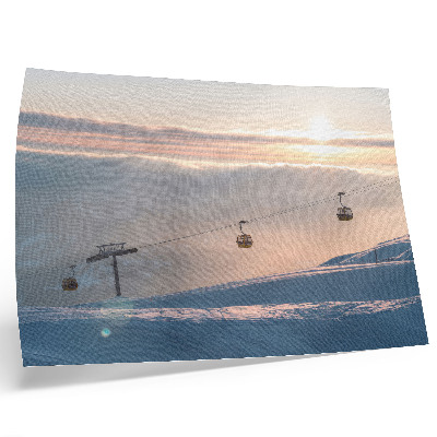 Moderne decoratieve poster Winterlandschap met kabelbaan