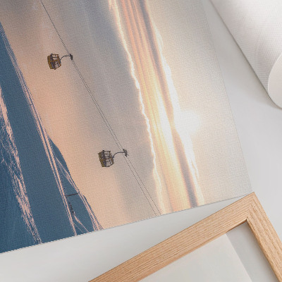 Moderne decoratieve poster Winterlandschap met kabelbaan