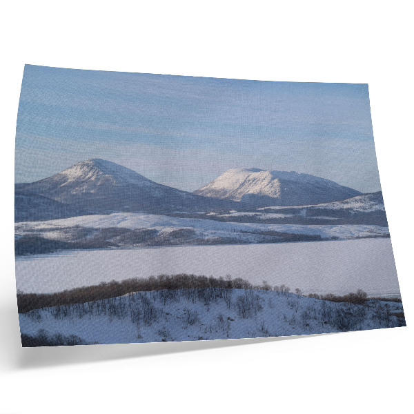 Stijlvolle wandposter Besneeuwde bergen, winterlandschap, heldere hemel