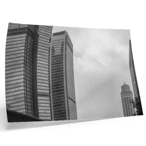 Moderne decoratieve poster met een monochroom stadsgezicht van wolkenkrabbers