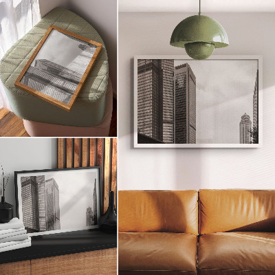 Moderne decoratieve poster Monochromatische moderne stadswolkenkrabbers