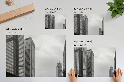 Moderne decoratieve poster Monochromatische moderne stadswolkenkrabbers