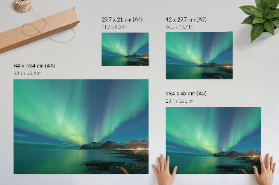 Stijlvolle wandposter Het noorderlicht boven de zee, een magische sfeer.