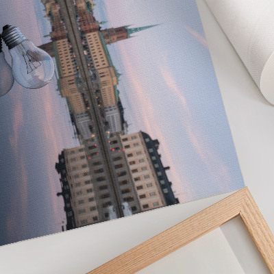 Stijlvolle wandposter Weerspiegelingen van gebouwen in pasteltinten