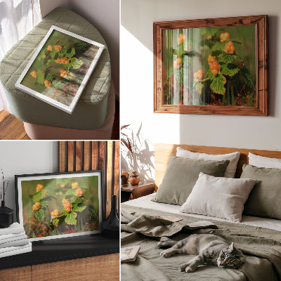 Poster Groene bladeren, oranje vruchten, natuurlijke charme