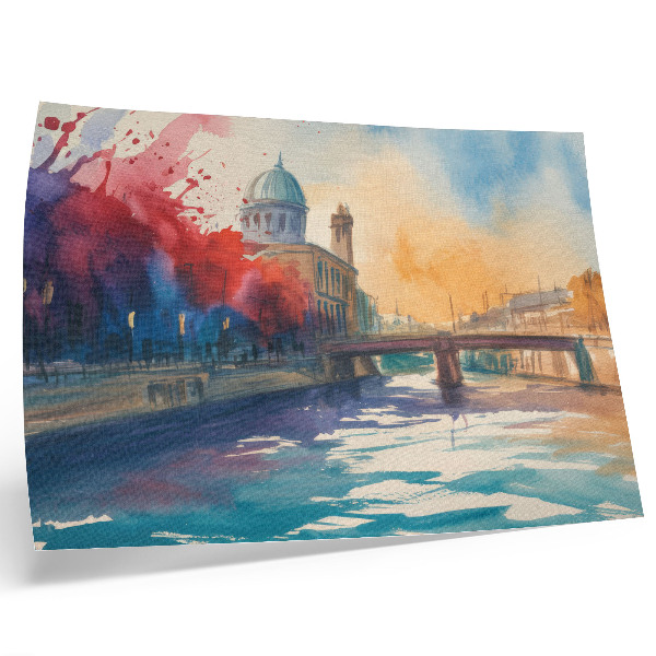 Poster Stedelijke aquarel brugkoepel waterreflecties