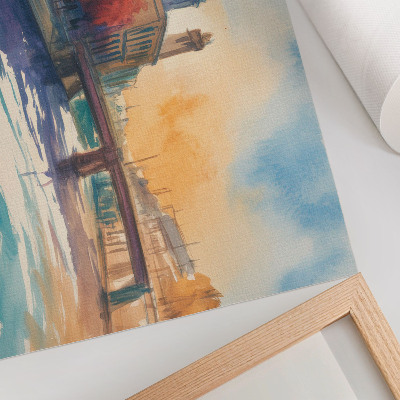 Poster Stedelijke aquarel brugkoepel waterreflecties