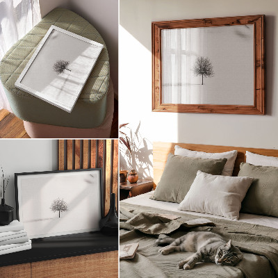 Poster Minimalistisch winterlandschap met boommotief en harmonie.