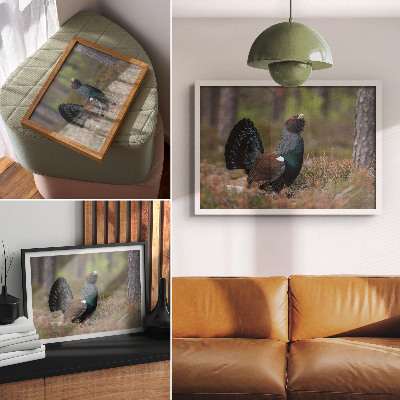 Stijlvolle wandposter Vogels, kleuren, bos, natuur, vredige sfeer