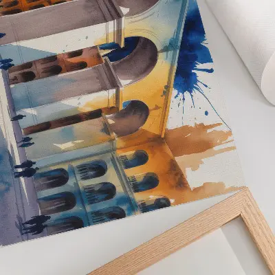 Stijlvolle wandposter met stedelijke architectuur van aquarelverf met elegante bogen