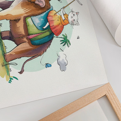 Poster Kat op een mammoet, fantasie, natuurmagie