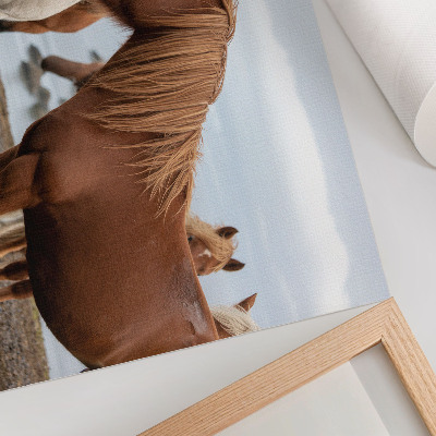 Stijlvolle wandposter De natuurlijke schoonheid van paarden tegen de achtergrond van het landschap.