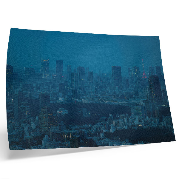 Poster Metropolis 's nachts verlicht moderne wolkenkrabbers